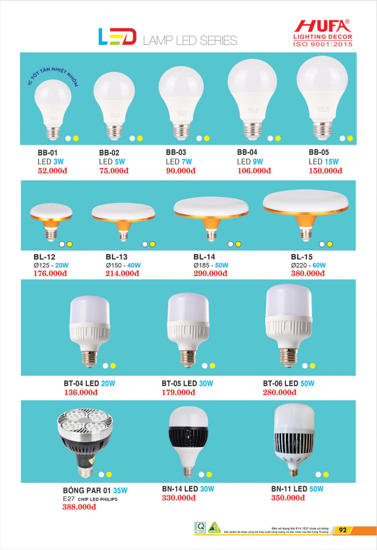 Bảng giá đèn LED HUFA 2026